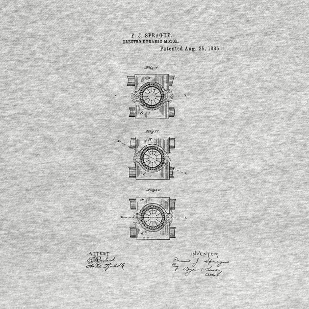 Electric Dynamic Motor Vintage Patent Hand Drawing by TheYoungDesigns